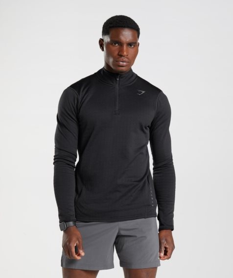 Men's Gymshark Sport 1/4 Zip Sweatshirts Black | NZ 9UEDZQ